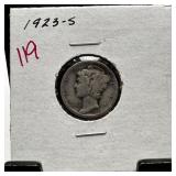 1923-S MERCURY SILVER DIME