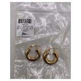 NEW JTV 18K GP LUCIDO HOOP PIERCED EARRINGS-ITALY