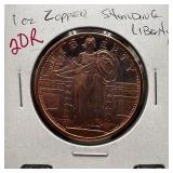 1 OZ COPPER BULLION ROUND STANDING LIBERTY