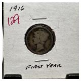 1916 BARBER SILVER DIME