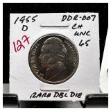 1955-D JEFFERSON NICKEL HIGH GRADE DOUBLE DIE
