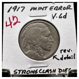 1917 BUFFALO NICKEL STRONG CLASHED DIES