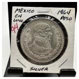 1964 MEXICO PESO SILVER HIGH GRADE