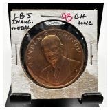 LBJ INAUGURAL MEDAL UNC MEDAL LBJ