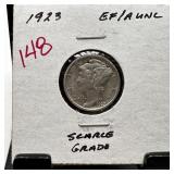 1923 MERCURY SILVER DIME SCARCE IN BETTER GRADES