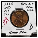 1958-D/D WHEAT PENNY CENT RPM -011 HI GRADE