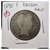 1898 BARBER SILVER HALF DOLLAR