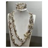 PRETTY SHELL W/ SEA RHINESTONE NECKLACE/BRACELET