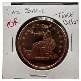 1 OZ COPPER BULLION ROUND TRADE DOLLAR