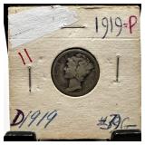 1919 MERCURY SILVER DIME