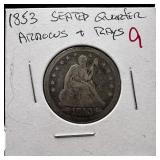 1853 SEATED LIBERTY SILVER QUARTER
