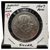1947 MEXICO SILVER PESO HIGH GRADE