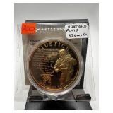24K GOLD PLATE JUSTICE PROOF COIN
