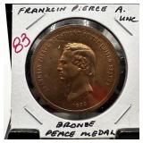 FRANKLIN PIERCE BRONZE PEACE MEDAL