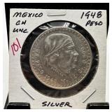 1948 MEXICO SILVER PESO HIGH GRADE