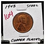 1943 STEEL / COPPER PLATED PENNY CENT