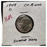 1949-D ROOSEVELT SILVER DIME SCARCE DATE