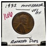 1932 WHEAT PENNY CENT ROTATED DIES
