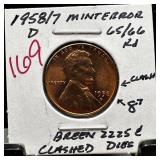 1958 / 7-D WHEAT PENNY CENT CLASHED DIES