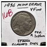 1936 BUFFALO NICKEL STRONG CLASHED DIES