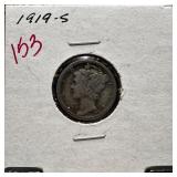 1919-S MERCURY SILVER DIME