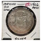 1966 MEXICO SILVER PESO HIGH GRADE