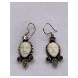 STERLING SILVER & AMETHYST GODDESS PIERCED EARRING