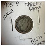 1905 BARBER SILVER DIME