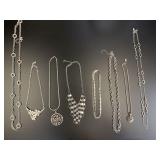 SILVER TONE NECKLACE LOT OF 8