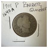 1901 BARBER SILVER QUARTER