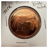 1 OZ COPPER BULLION ROUND BUFFALO NICKEL