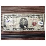 1963 $5 RED SEAL CURRENCY NOTE