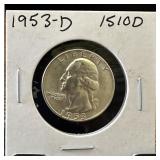 1953-D WASHINGTON SILVER QUARTER