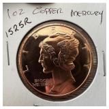 1 OZ COPPER BULLION ROUND MERCURY