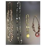 BEAD, STONE & SHELL NECKLACE LOT