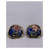 CLOISONNE FLOWER PIERCED EARRINGS