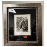 VINTAGE FRAMED CHAGALL PLATE SGD PRINT NOTE