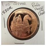 1 OZ COPPER BULLION ROUND PALE HORSE OF DEATH