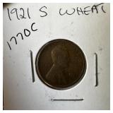 1921-S WHEAT PENNY CENT