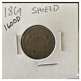 1869 SHIELD NICKEL