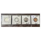 1970-S PARTIAL PROOF SET 25C, 10C, 5C, 1C