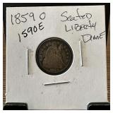 1859-O SEATED LIBERTY SILVER DIME