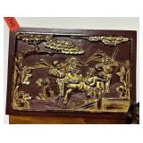 ANTIQUE CHINESE GOLD GILT CARVED WOOD PANEL
