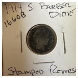1914-S BARBER SILVER DIME