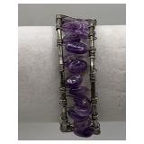 WIRE WRAPPED AMETHYST STONE CUFF BRACELET