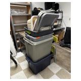 LOT OF 10 STORAGE BINS SOME W LIDS