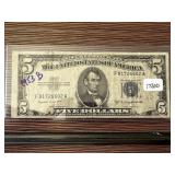 1953-B $5 SILVER CERTIFICATE CURRENCY NOTE
