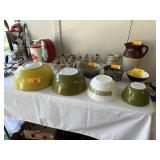 4 PIECE NESTING PYREX VERDE BOWLS AUTUMN FLORAL