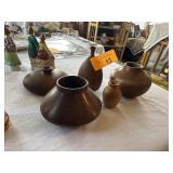 LOT OF HAND MADE TREEN WOOD BOWLS VASES NOTE