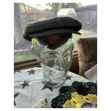 VINTAGE GLASS HEAD FORM W HAT